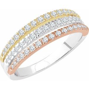 14K White/Yellow/Rose Gold 1/2 CTW Natural Diamond Stacked Ring