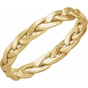 14K Yellow Gold 3.5 mm Hand-Woven Band Size 6.5