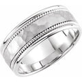 14K White Gold 8 mm Rope Edge Comfort-Fit Flat Band Size 9