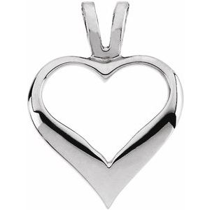 14K White Gold 12 mm Heart Pendant