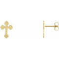 14K Yellow Gold Cross Earrings