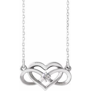 Sterling Silver 1/10 CTW Natural Diamond Infinity-Inspired Heart 16-18" Necklace