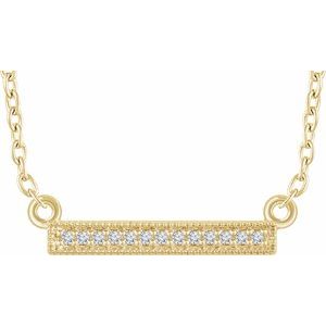 14K Yellow Gold .05 CTW Natural Diamond Bar 16-18" Necklace