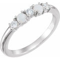 14K White Gold Natural White Opal & 1/5 CTW Natural Diamond Stackable Ring