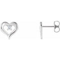 14K White Gold 1/10 CTW Natural Diamond Heart Earrings