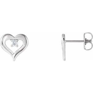14K White Gold 1/10 CTW Natural Diamond Heart Earrings
