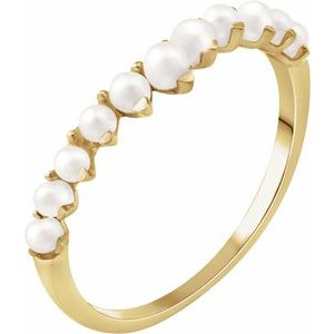 14K Yellow Gold Cultured White Freshwater Pearl Ring