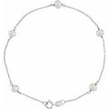 14K White Gold Cultured White Freshwater Pearl 5-Station 7" Bracelet