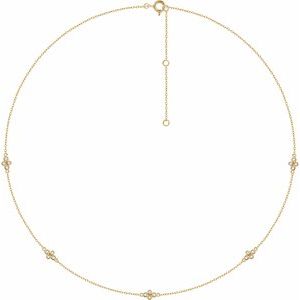 14K Yellow Gold 1/6 CTW Natural Diamond 5-Station 16-18" Necklace