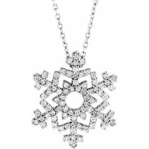 14K White Gold 1/3 CTW Natural Diamond Snowflake 16" Necklace