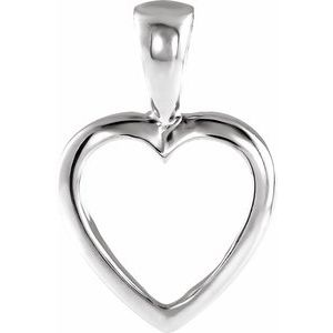 14K White Gold 15x10 mm Open Heart Pendant