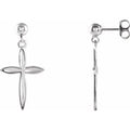14K White Gold Cross & Ball Earrings