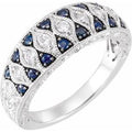 14K White Gold Natural Blue Sapphire & 1/4 CTW Natural Diamond Ring