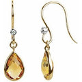 14K Yellow Gold Natural Citrine & .02 CTW Natural Diamond Earrings