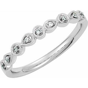 14K White Gold .04 CTW Natural Diamond Stackable Ring