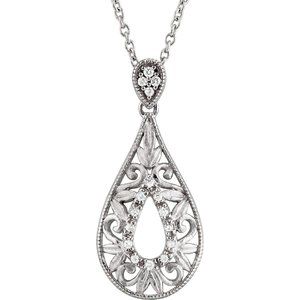 Sterling Silver 1/10 CTW Natural Diamond Filigree 18" Necklace