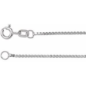 14K White Gold 1.2 mm Box 24" Chain