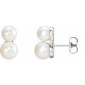 14K White Gold Cultured White Freshwater Pearl Ear Climbers