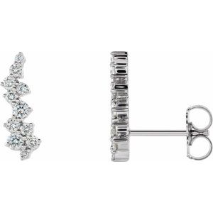 14K White Gold 1/3 CTW Natural Diamond Ear Climbers