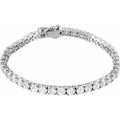 Sterling Silver  Imitation White Cubic Zirconia Line 7"  Bracelet