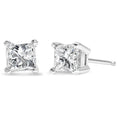AGS Certified 14k White Gold 1.0 Cttw 4-Prong Set Princess-Cut Solitaire Diamond Push Back Stud Earrings for Women (E-F