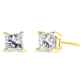 14K Yellow Gold 1/4 Cttw Princess-Cut Square Near Colorless Diamond Classic 4-Prong Solitaire Stud Earrings (H-I Color, I1-I2