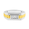 10K Yellow Gold Plated .925 Sterling Silver Diamond Accent Miracle-Set 3 Stone Ridged Band Gentlemen's Fashion Ring (I-J