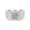 .925 Sterling Silver Diamond Accent Miracle-Set 9 Stone Ridged Band Gentlemen's Fashion Ring (I-J Color, I3 Clarity) - Size