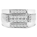 Men's .925 Sterling Silver 1.00 Cttw Diamond Multi Row Band Ring