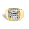 Men's 14K Yellow Gold Plated Sterling Silver 3/4 Cttw Diamond Cushion Head and Halo Band Ring