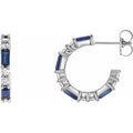 14K White Gold Natural Blue Sapphire & 1/2 CTW Natural Diamond 17.2 mm Hoop Earrings