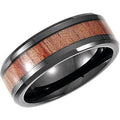 Black PVD Cobalt 8 mm Casted Wood Inlay Comfort-Fit Band Size 9