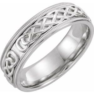 14K White Gold 7 mm Milgrain Celtic-Inspired Band Size 10