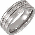 Tungsten 8 mm Beveled-Edge Imitation Meteorite & Carbon Fiber Inlay Comfort-Fit Band Size 12