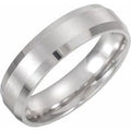 10K White Gold 6 mm Beveled-Edge Band with Satin Finish Size 13