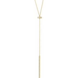 14K Yellow Gold 1/4 CTW Natural Diamond Bar 15-17" Y Necklace