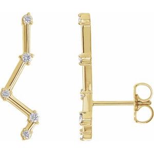 14K Yellow Gold 1/10 CTW Natural Diamond Constellation Ear Climbers