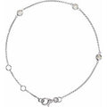 14K White Gold 1/6 CTW Natural Diamond Bezel-Set 3-Station 5 1/2-7" Bracelet