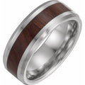 Cobalt 8 mm Beveled-Edge Manmade Wood Inlay Comfort-Fit Band Size 12