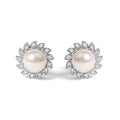 10K White Gold Heirloom-Style Pearl and Diamond Accent Halo Stud Earrings (I-J color, I1-I2 Clarity)