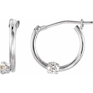 Sterling Silver Imitation White Cubic Zirconia 10.5 mm Hoop Earrings