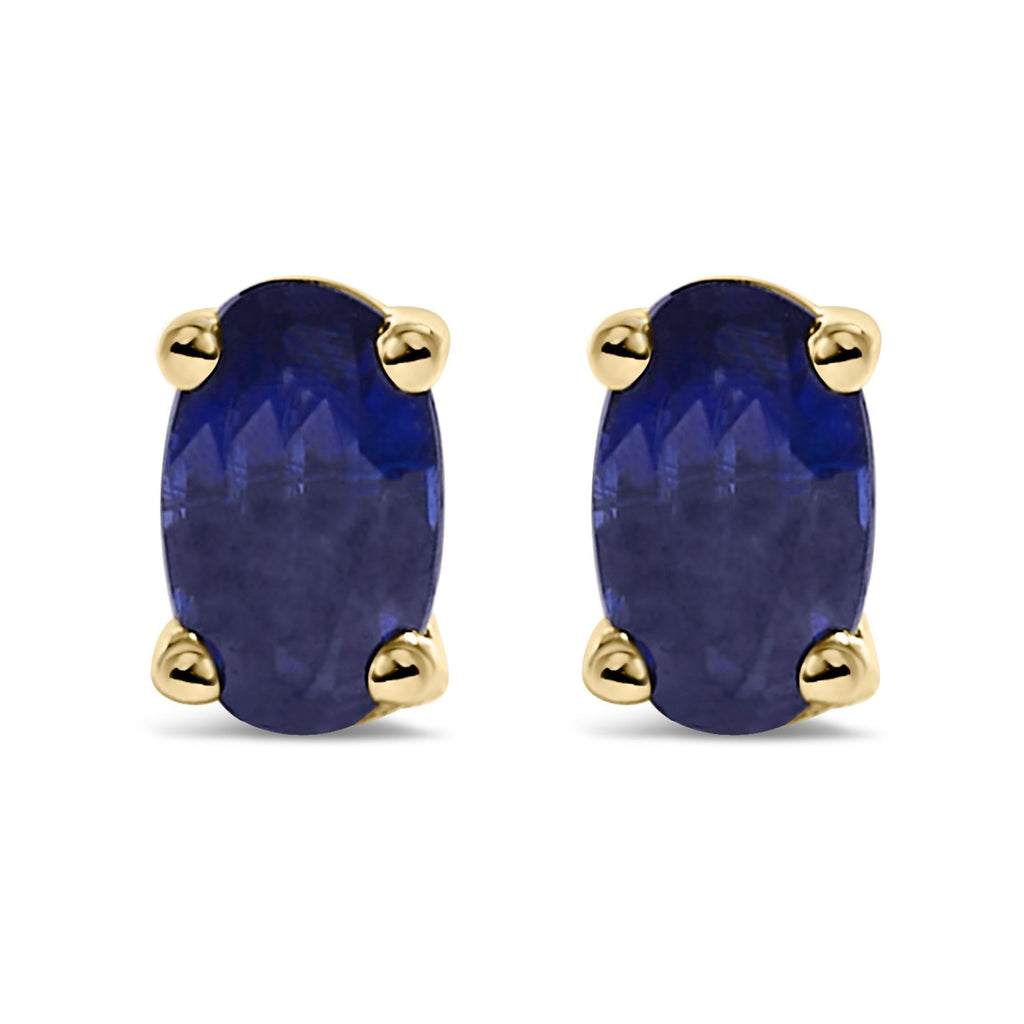 14K Gold Oval Cut Gemstone Birthstone 5x3 mm Stud Earrings