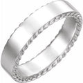 14K White Gold 6 mm Rope Edge Flat Band Size 11