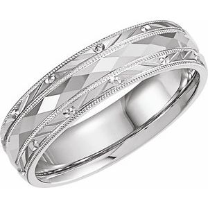 Sterling Silver 6 mm Faceted Band Size 8
