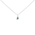 10K White Gold 5x3mm Gemstone and Diamond Accent Halo Pear Shape 18" Pendant Necklace (I-J Color, I1-I2 Clarity)