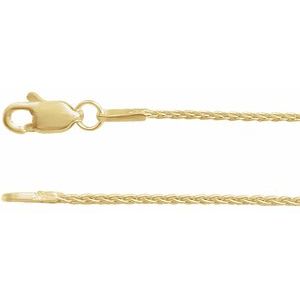 14K Yellow Gold 1 mm Wheat 24" Chain