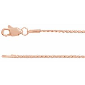 14K Rose Gold 1 mm Wheat 24" Chain
