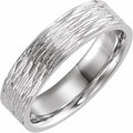14K White Gold 6 mm Tree Bark-Inspired Comfort-Fit Flat Band Size 10