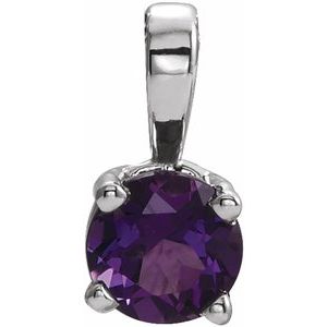 14K White Gold 4 mm Natural Amethyst 16-18" Necklace