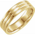 14K Yellow Gold 6 mm Grooved Comfort-Fit Flat Band Size 9